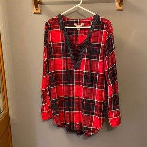 Deep V Red Flannel